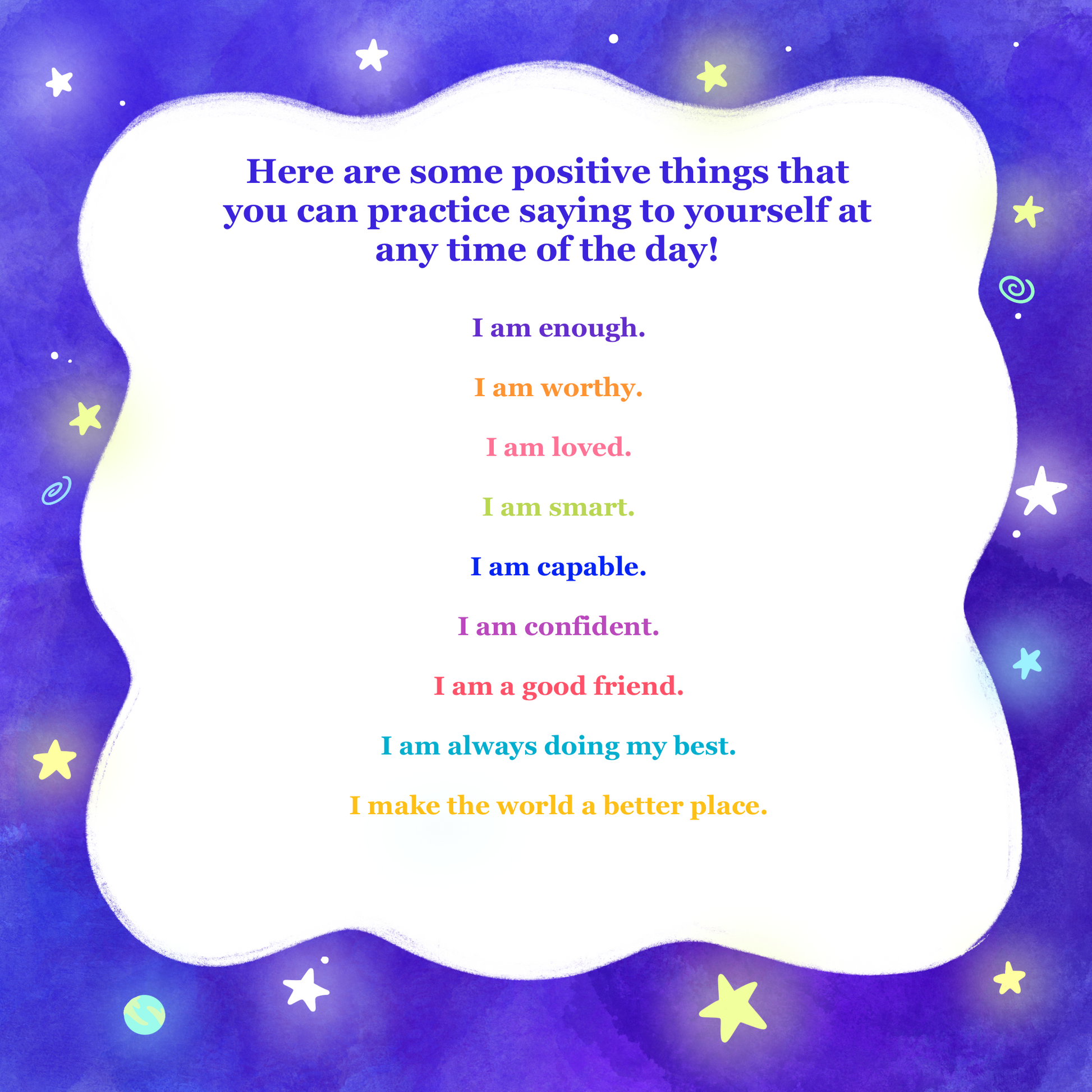 You are Made of Stars positive affirmations page